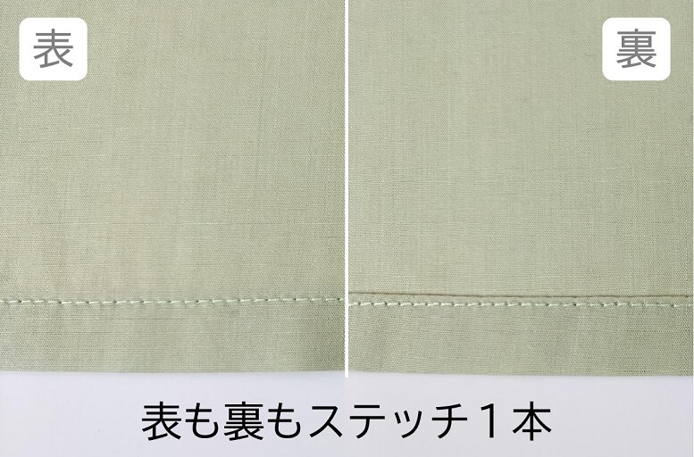 三つ折りステッチ仕上げ